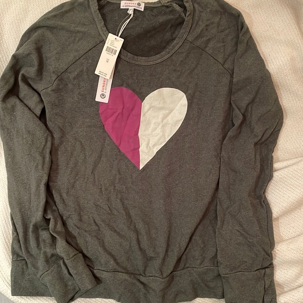 NWT Sundry x Anthropologies Heart on your Sleeve Shirt
